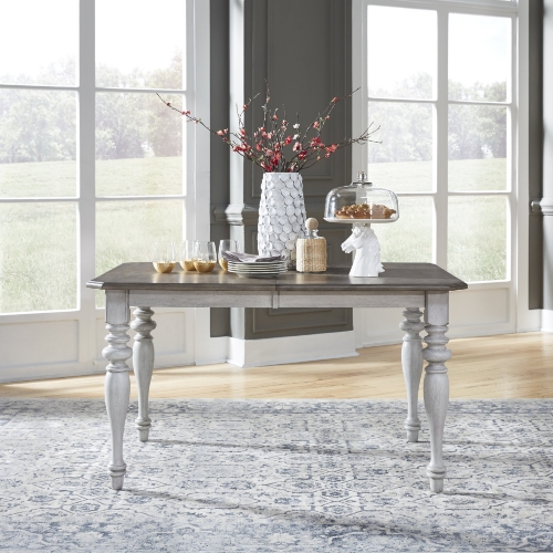 Ocean Isle 72" Dining Table in Antique White & Weathered Pine