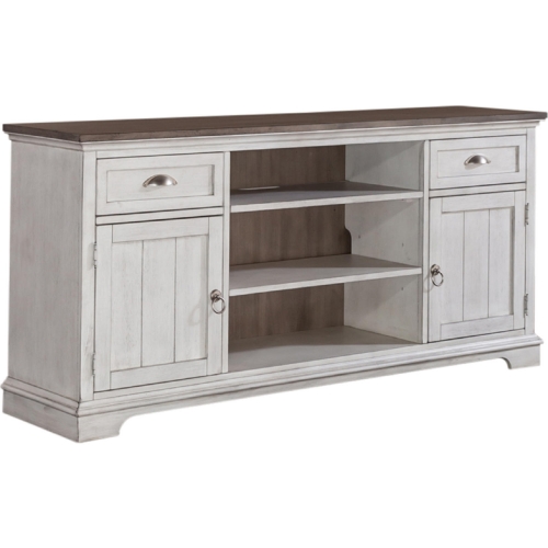 Ocean Isle 64" TV Stand in Antique White & Weathered Pine