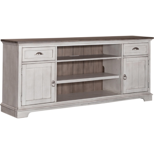 Ocean Isle 72" TV Stand in Antique White & Weathered Pine