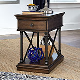 Tribeca Drawer Chair Side End Table in Cordovan Brown Finish