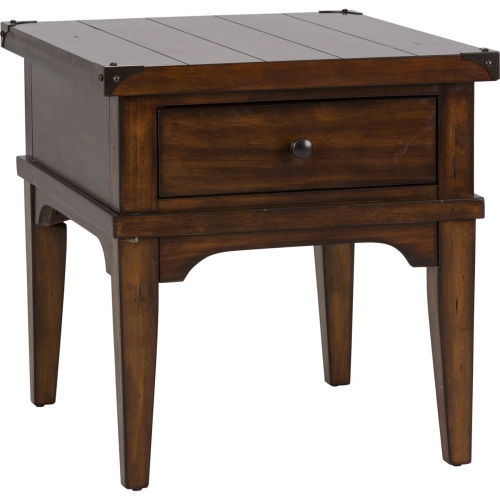 Aspen Skies End Table in Russet Brown Finish