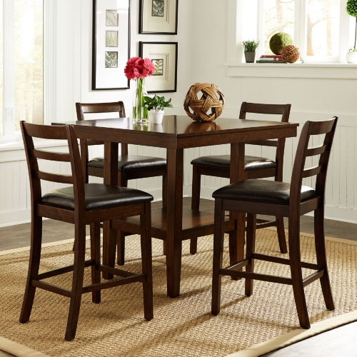 Hampton 5 Piece Gathering Dining Set in Russet Brown Finish