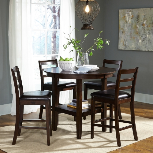 Hampton 5 Piece Pub Dining Set in Russet Brown Finish