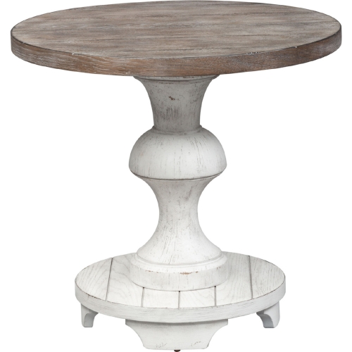 Sedona Round End Table in Distressed White