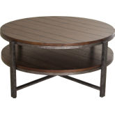 Breckinridge Round Cocktail Table in Mahogany Spice & Pewter