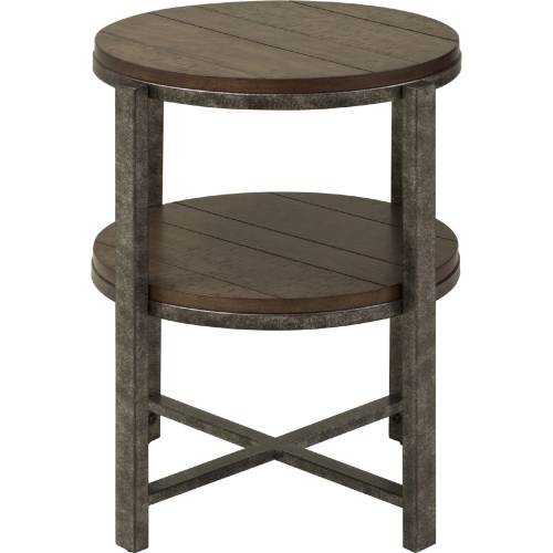 Breckinridge Round End Table in Mahogany Spice & Pewter