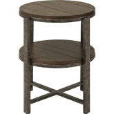 Breckinridge Round End Table in Mahogany Spice & Pewter