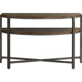 Breckinridge Demilune Sofa Table in Mahogany Spice & Pewter