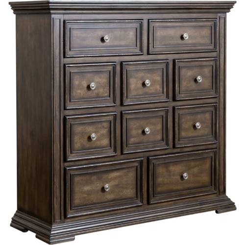 Big Valley 10 Drawer Dresser in Distressed Brownstone Finish