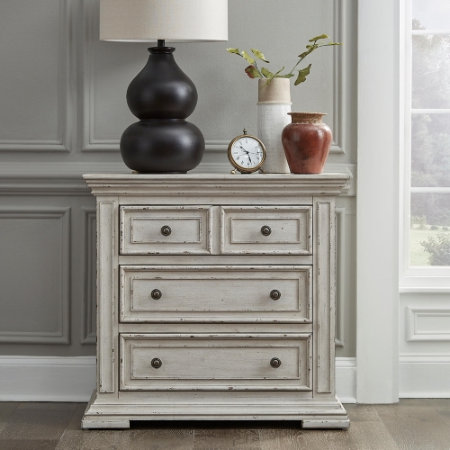 Big Valley Chest w/ Charging in Distressed White Finish