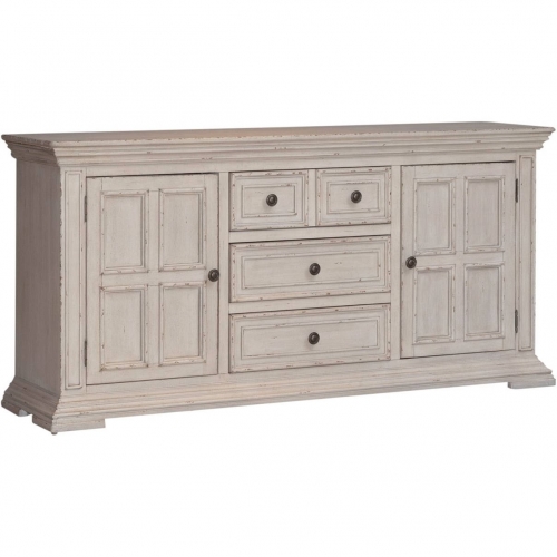 Big Valley 66" TV Console in Distressed Whitestone Finish