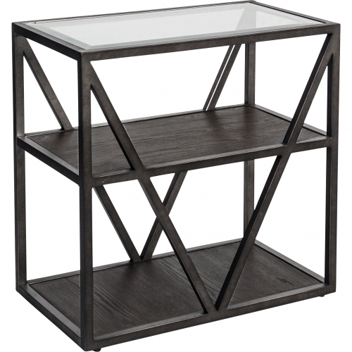 Arista Side Table in Cobblestone Brown & Glass