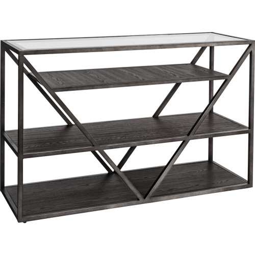 Arista Sofa Table in Cobblestone Brown & Glass