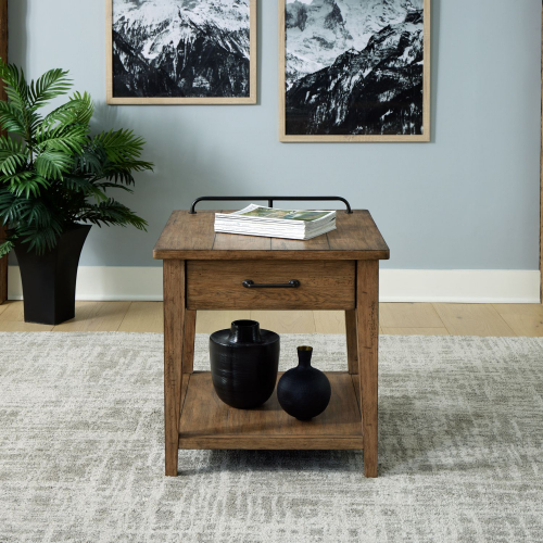 Pinebrook Ridge End Table in Weathered Toffee Finish