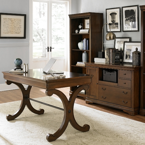 Brookview Desk & Credenza Set in Rustic Cherry Finish