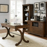 Brookview Desk & Credenza Set in Rustic Cherry Finish