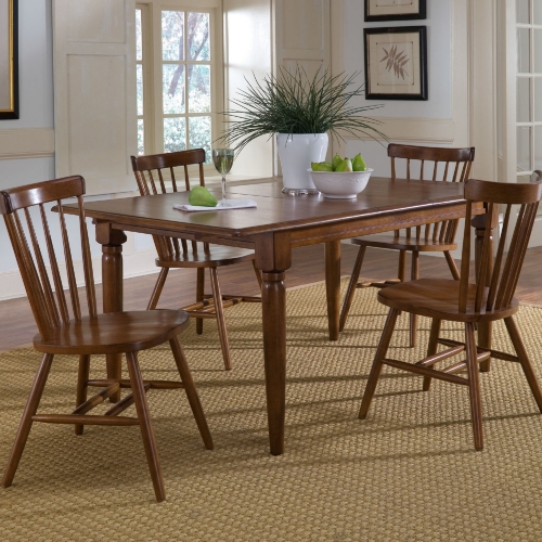 Creations II 5 Piece Butterfly Leaf Dining Set in Tobacco Brown