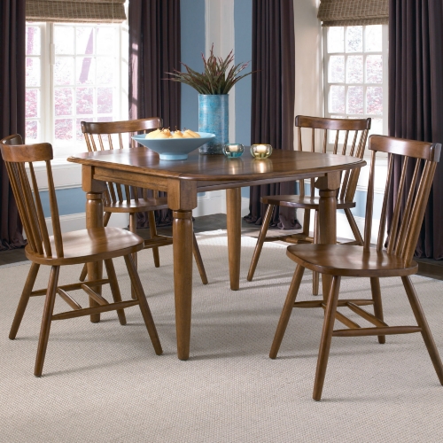 Creations II 5 Piece Drop Leaf Dining Set in Tobacco Brown