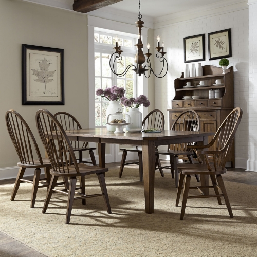 Hearthstone 7 Piece Dining Set in Rustic Oak Finish