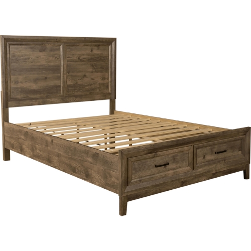 Ridgecrest Queen Storage Bed in Cobblestone Brown Wood