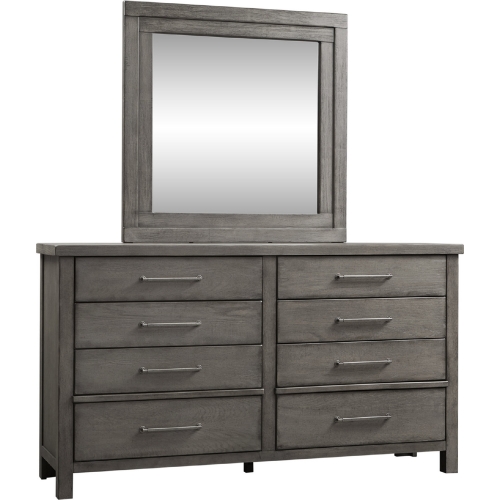 Modern Farmhouse Dresser & Mirror in Distressed Charcoal Gray