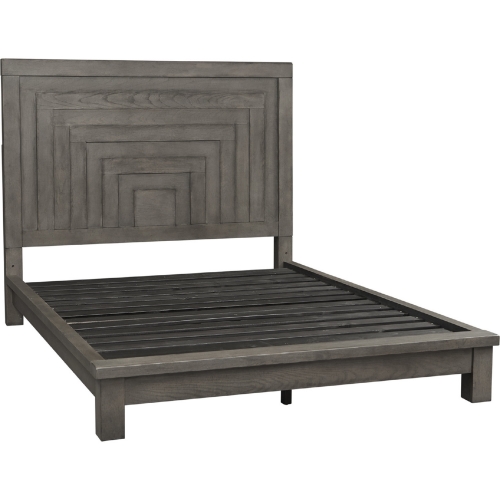 Modern Farmhouse King Platform Bed in Distressed Charcoal Gray