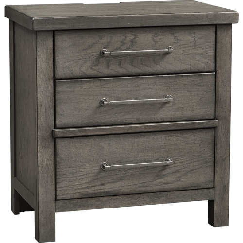 Modern Farmhouse 3 Drawer Nightstand in Distressed Charcoal Gray