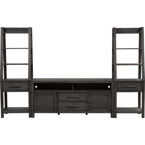 Modern Farmhouse Entertainment Center in Distressed Charcoal Gray