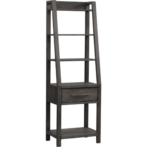 Modern Farmhouse Leaning Pier Bookcase in Charcoal Dark Gray Finish