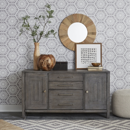 Modern Farmhouse Credenza in Distressed Gray