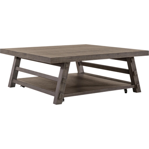 Modern Farmhouse Oversized Coffee Cocktail Table in Distressed Charcoal Gray