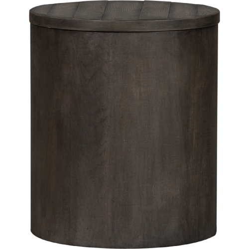 Modern Farmhouse Drum End Table in Distressed Charcoal