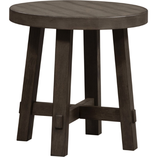 Modern Farmhouse Round End Table in Distressed Charcoal