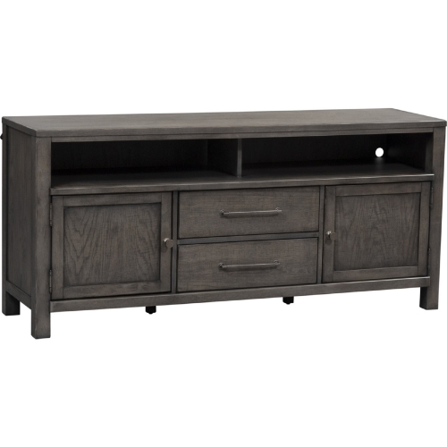 Modern Farmhouse 66" TV Stand Console in Distressed Charcoal Gray