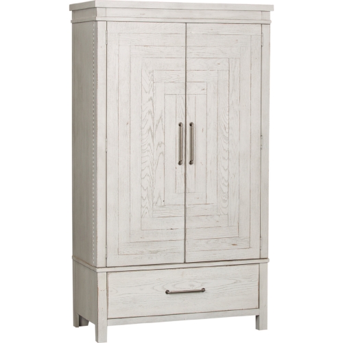 Modern Farmhouse Armoire in Distressed White