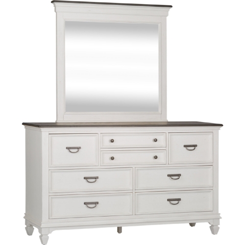 Allyson Park Dresser & Mirror in Brushed White & Charcoal Gray