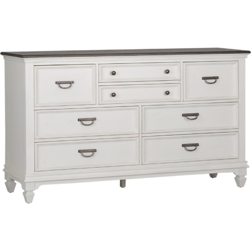 Allyson Park 8 Drawer Dresser in Brushed White & Charcoal Gray