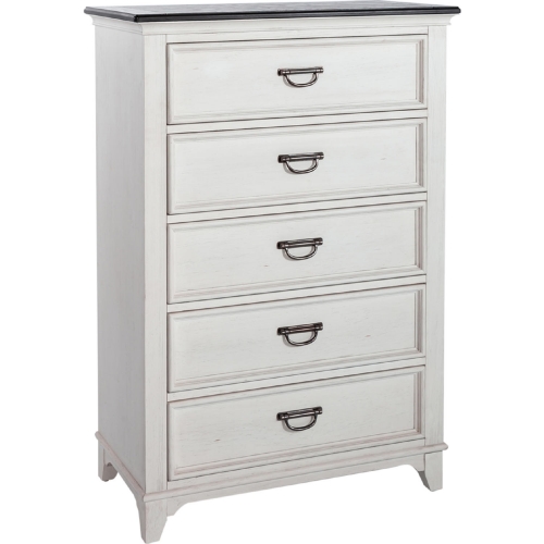 Allyson Park 5 Drawer Chest in Brushed White & Charcoal Gray