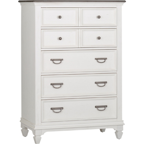 Allyson Park 5 Drawer Chest in Brushed White & Charcoal Gray