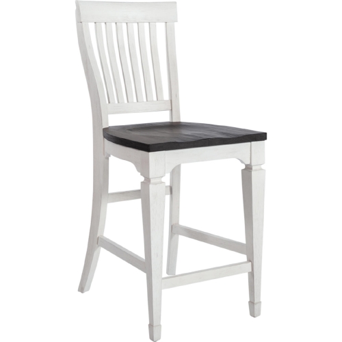 Allyson Park Counter Height Slat Back Chair in Brushed White & Gray