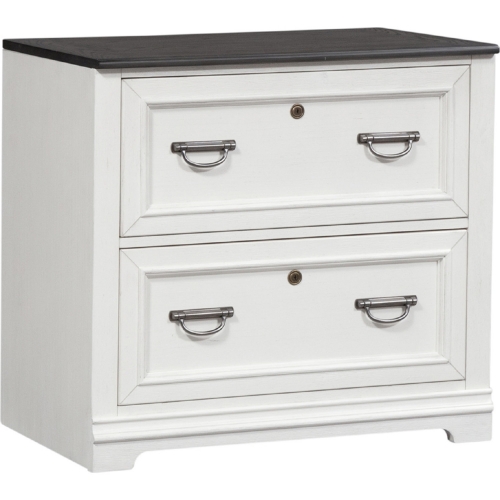 Bunching Lateral File Cabinet in White & Charcoal Gray