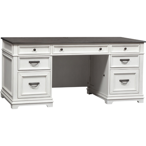 Allyson Park Desk in White & Charcoal Gray