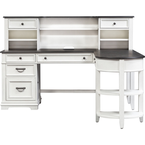 Allyson Park L Shaped Desk Set in White & Charcoal Gray