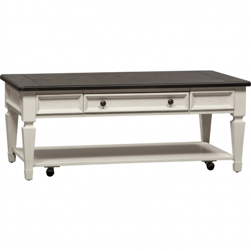 Allyson Park Cocktail Table in Brushed White & Gray