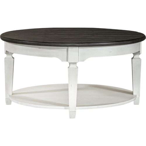 Allyson Park Round Coffee Cocktail Table in Brushed White & Charcoal Gray