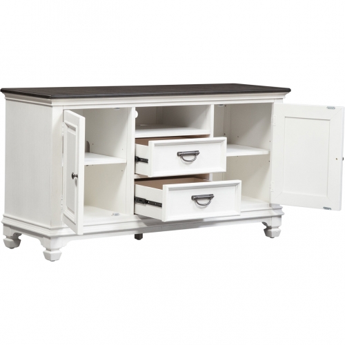 Allyson Park 56" TV Stand Console in Brushed White & Charcoal Gray