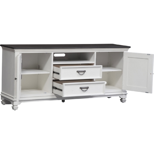 Allyson Park 66" TV Stand Console in Brushed White & Charcoal Gray