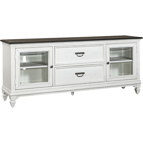 Allyson Park 72" TV Stand in Brushed White & Charcoal Gray