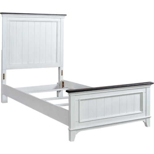 Allyson Park Twin Panel Bed in Wirebrushed White & Gray