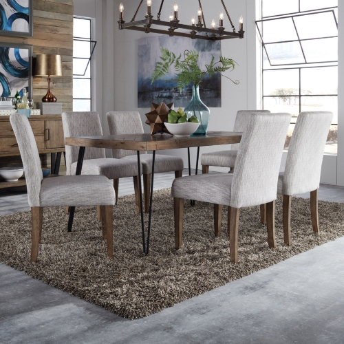 Horizons 7 Piece Dining Set in Caramel Brown & Cream